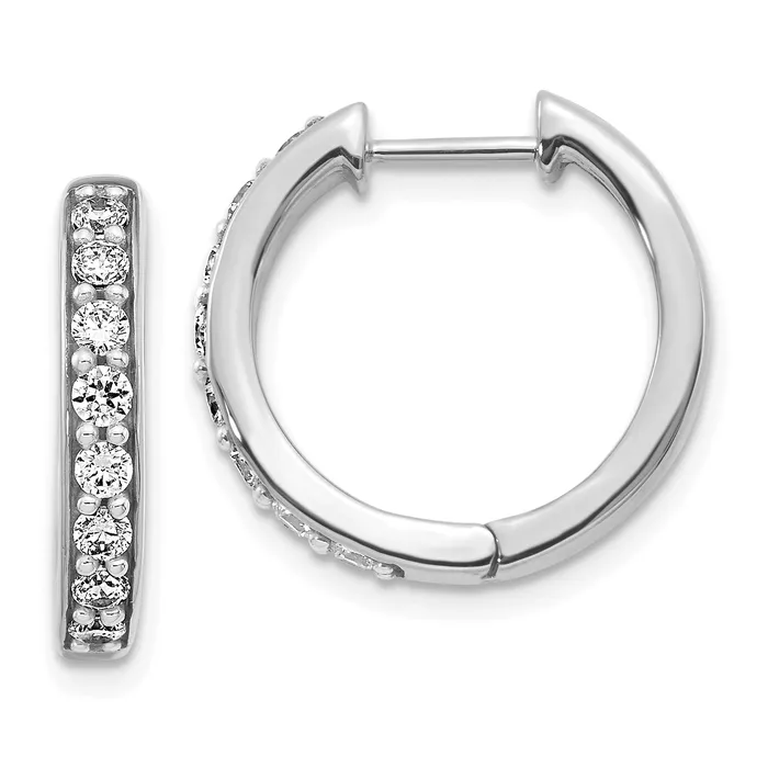 Goldia Earrings 14k White Gold 12 Ct Lab Grown Diamond VSSI G Hinged Hoop Earrings