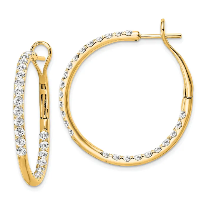 Goldia Earrings 14k Yellow Gold Lab Grown Diamond VSSI FGH In Out Hoop Earrings