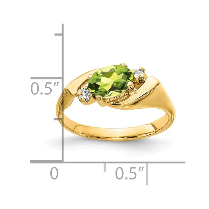 Goldia Rings 14K Yellow Gold 7x5mm Oval Peridot A Real Diamond ring