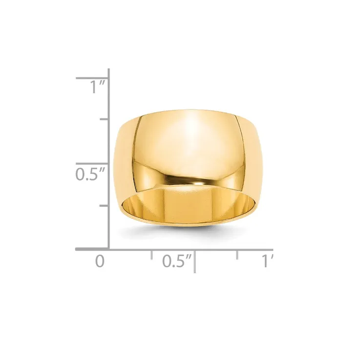 Goldia Rings Solid 10K Yellow Gold 12mm Half Round MensWomens Wedding Band Ring Size 7 Goldia Rings Solid 10K Yellow Gold 12mm Half Round MensWomens Wedding Band Ring Size 7
