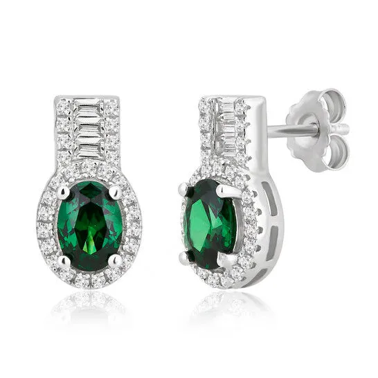 JMS always Earrings Original DiamondMuse 390 Carat TW Created Emerald Sapphire Womens Fashion Earrings in Sterling Silver