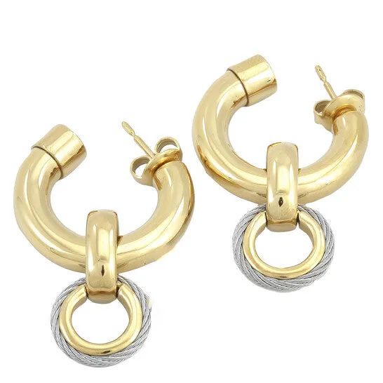 JMS always Original Charriol St Tropez Mariner Yellow Gold PVD Steel Cable Earrings Earrings
