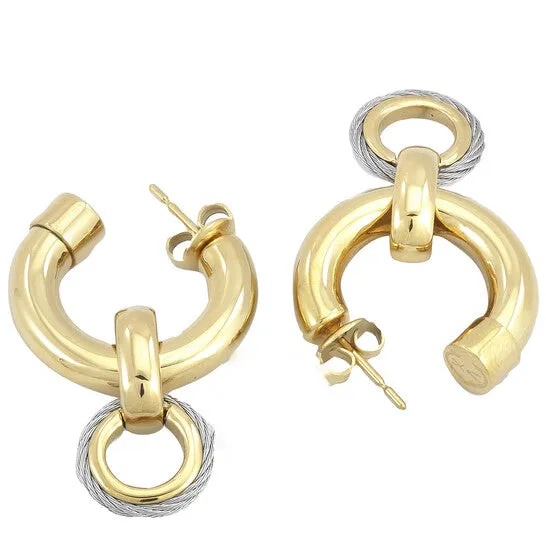 JMS always Original Charriol St Tropez Mariner Yellow Gold PVD Steel Cable Earrings Earrings JMS always Original Charriol St Tropez Mariner Yellow Gold PVD Steel Cable Earrings Earrings