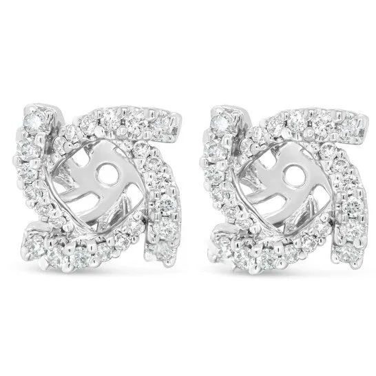 JMS always Original Haus of Brilliance 14K White Gold 13 Cttw Round Diamond Spiral Earring Jacket for 4mm Round Studs GH Color VS2SI1 Clarity Earrings