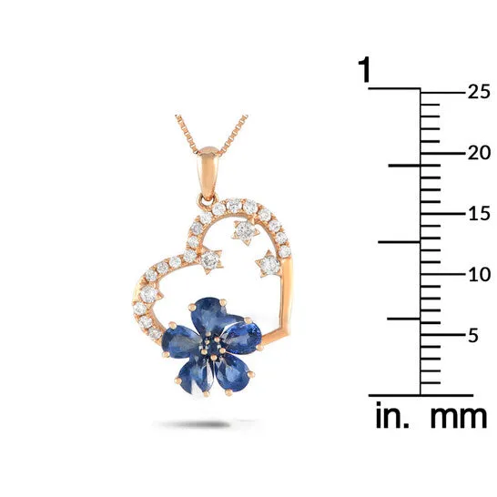 Necklaces JMS always Original LB Exclusive 14K Rose Gold 020ct Diamond and Sapphire Heart and Flower Pendant Necklace PH4 10098RSA Necklaces JMS always Original LB Exclusive 14K Rose Gold 020ct Diamond and Sapphire Heart and Flower Pendant Necklace PH4 10098RSA