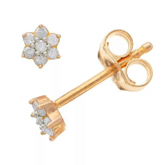 Original Diamond Muse 010 cttw Yellow Gold Over Sterling Silver Floral Diamond Stud Earrings JMS always Earrings