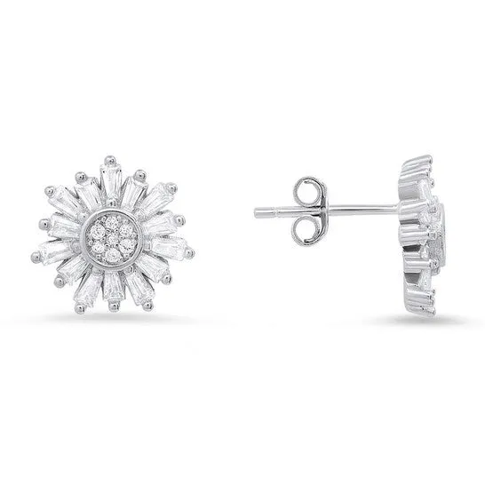 Original Kylie Harper Sterling Silver Starburst Cubic Zirconia CZ Stud Earrings JMS always Earrings