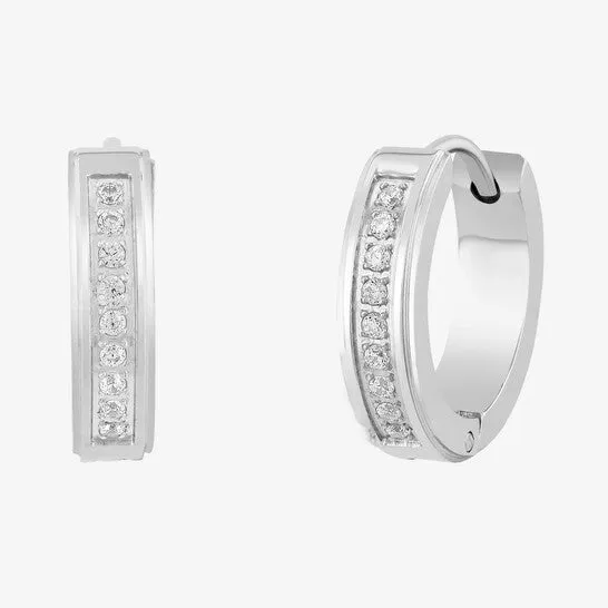 Original Robert Alton 16CTW Diamond Stainless Steel Huggie Earrings JMS always Earrings