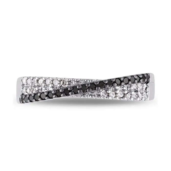Rings Goldia 025 CT TW Enhanced Black and White Natural Diamond CrissCross Overlay Ring in Sterling Silver Rings Goldia 025 CT TW Enhanced Black and White Natural Diamond CrissCross Overlay Ring in Sterling Silver