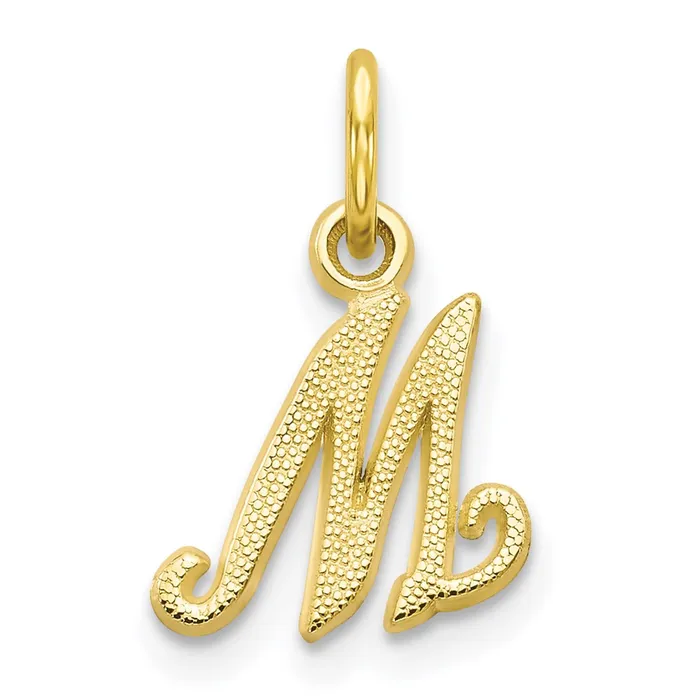 10k Yellow Gold Initial M Charm TreasureFineJewelers Charm Necklaces