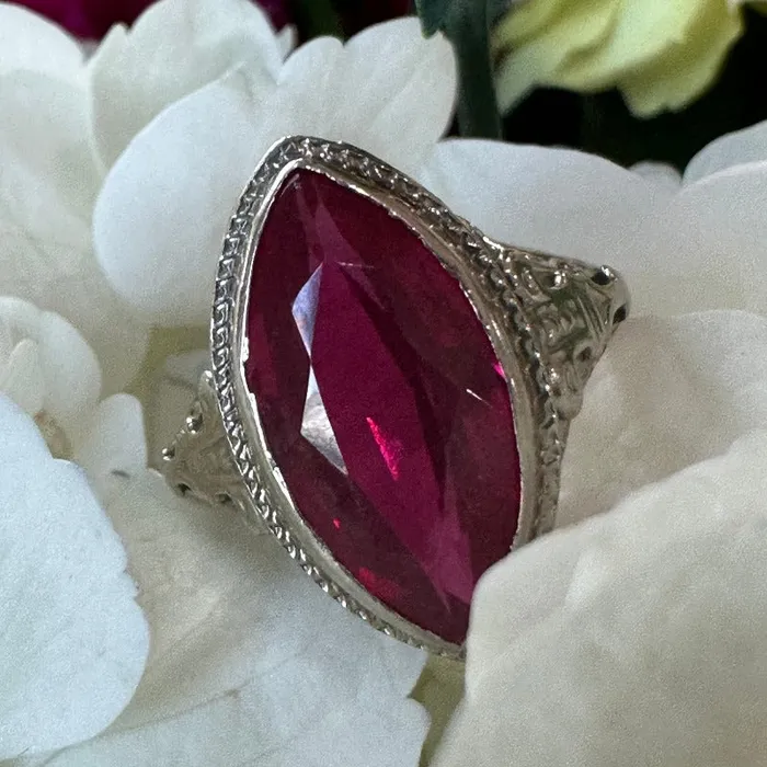 14 Karat White Gold Synthetic Ruby Ring 20001826 ONeills Estate Jewelry Rings 14 Karat White Gold Synthetic Ruby Ring 20001826 ONeills Estate Jewelry Rings