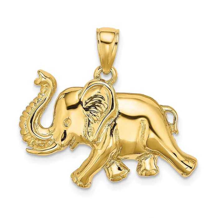 14K 2D Elephant Running w Raised Trunk Charm TreasureFineJewelers Charm Necklaces 14K 2D Elephant Running w Raised Trunk Charm TreasureFineJewelers Charm Necklaces