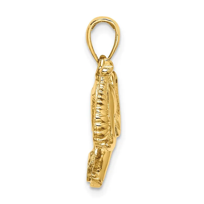 14K 2D Elephant Running w Raised Trunk Charm TreasureFineJewelers Charm Necklaces
