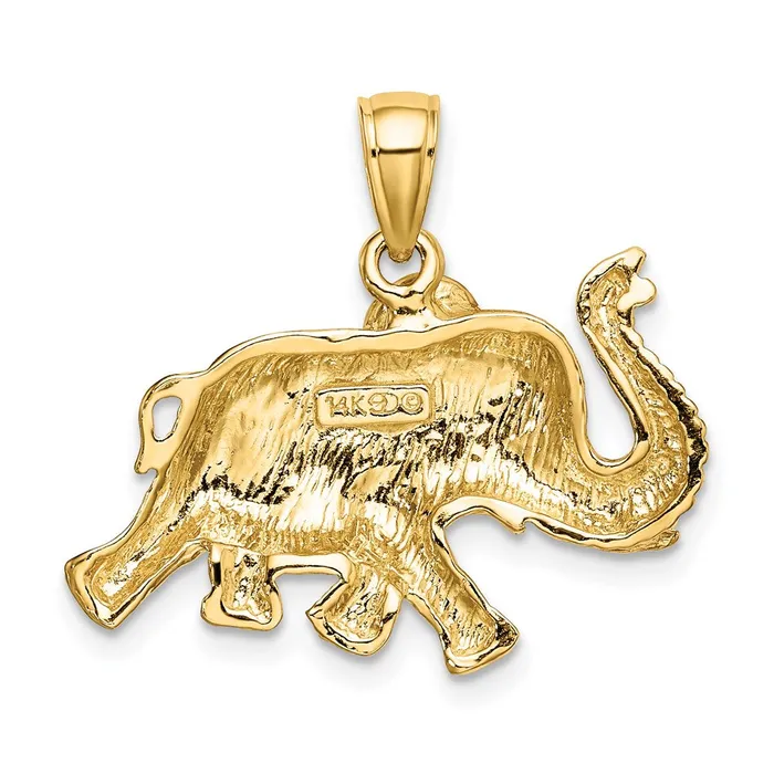 14K 2D Elephant Running w Raised Trunk Charm TreasureFineJewelers Charm Necklaces