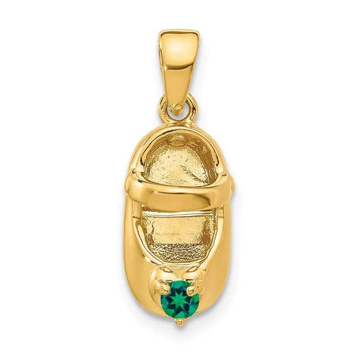14k 3D MaySynthetic Stone Engraveable Baby Shoe Charm TreasureFineJewelers Charm Necklaces 14k 3D MaySynthetic Stone Engraveable Baby Shoe Charm TreasureFineJewelers Charm Necklaces