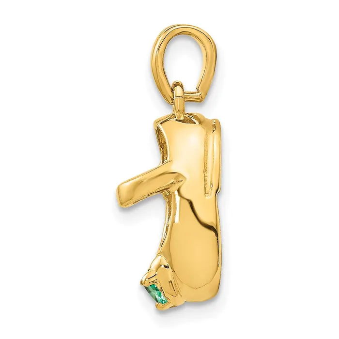 14k 3D MaySynthetic Stone Engraveable Baby Shoe Charm TreasureFineJewelers Charm Necklaces