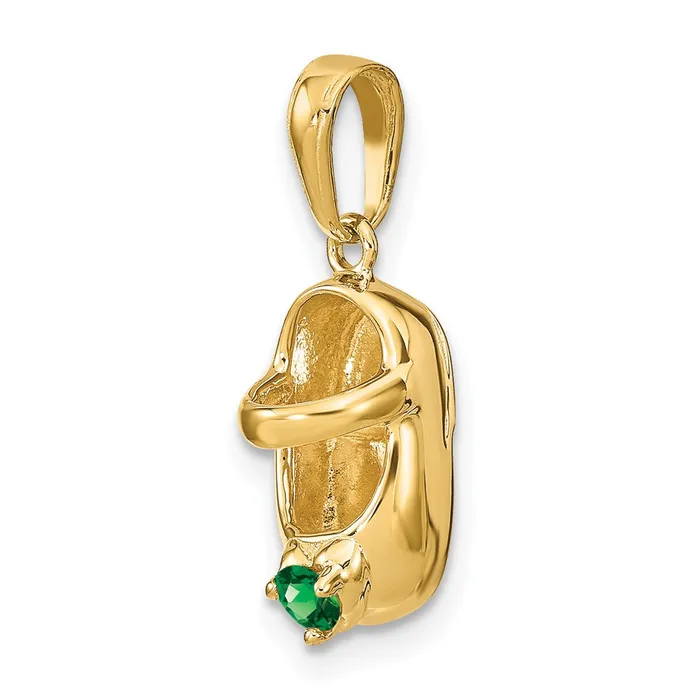14k 3D MaySynthetic Stone Engraveable Baby Shoe Charm TreasureFineJewelers Charm Necklaces
