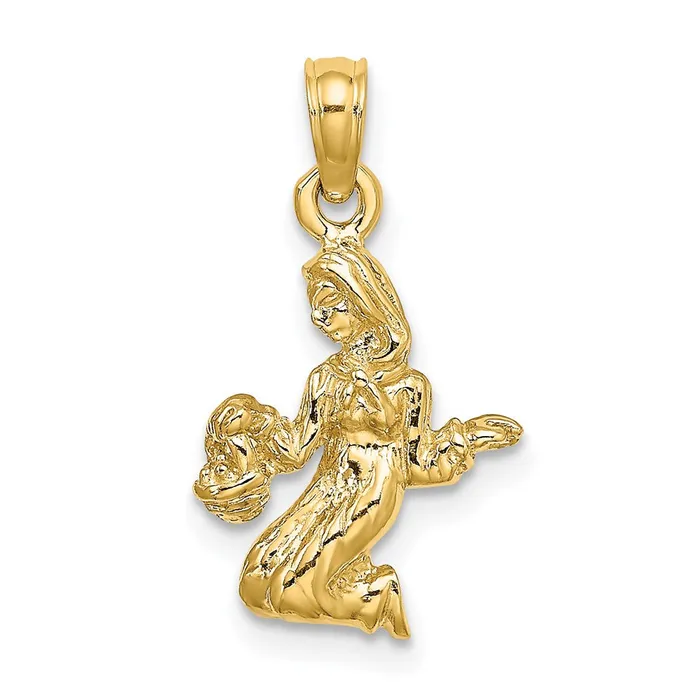 14k 3D Virgo Zodiac Charm TreasureFineJewelers Charm Necklaces