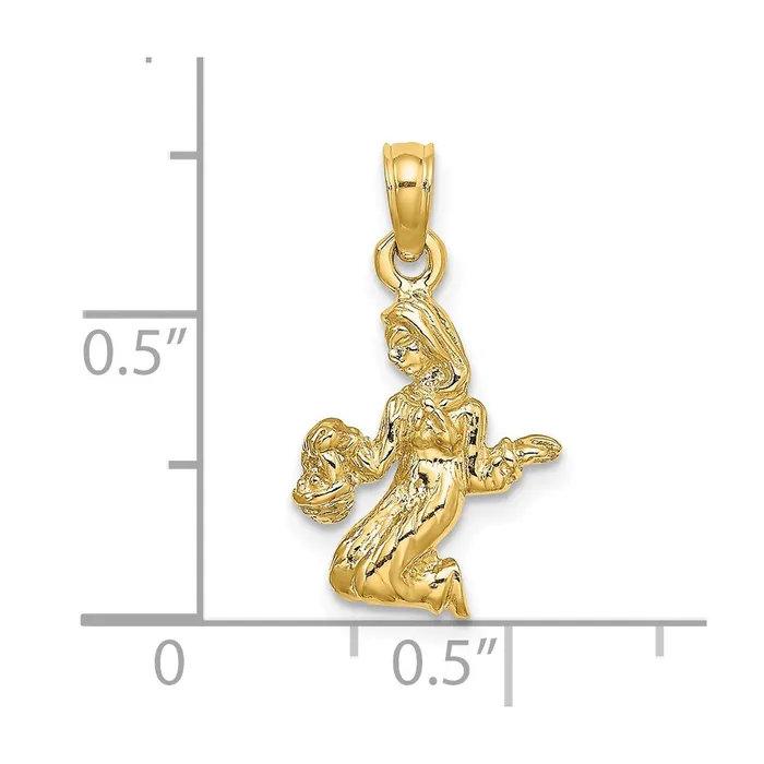 14k 3D Virgo Zodiac Charm TreasureFineJewelers Charm Necklaces