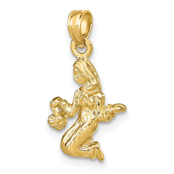 14k 3D Virgo Zodiac Charm TreasureFineJewelers Charm Necklaces