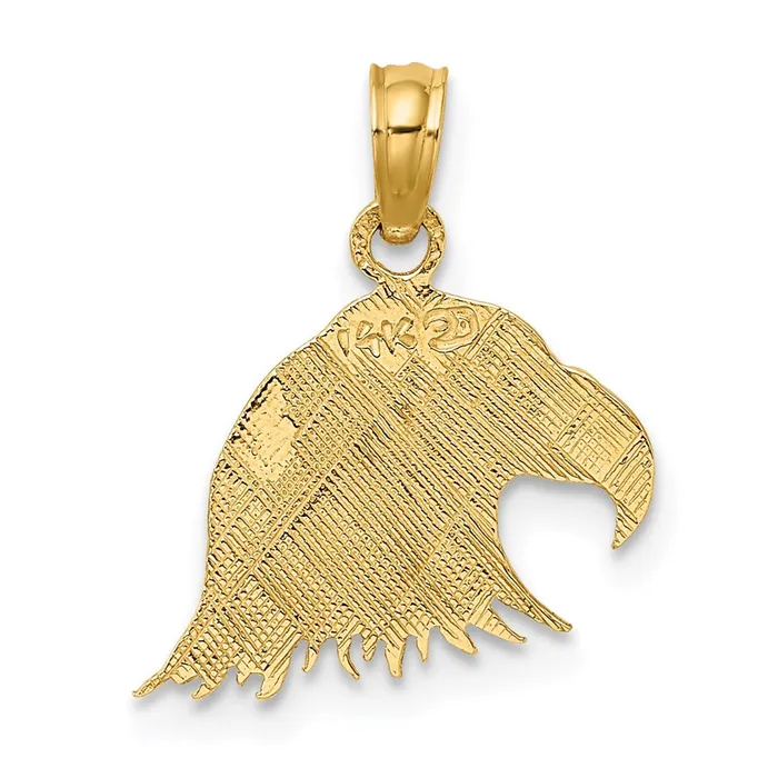 14K Engraved Flat Eagle Head Charm TreasureFineJewelers Charm Necklaces