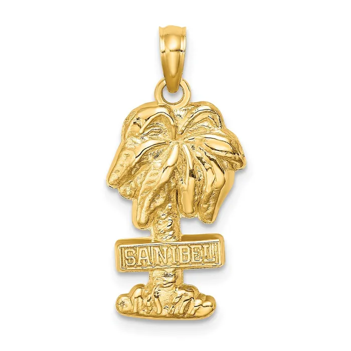 14k SANIBEL Palm Tree Charm TreasureFineJewelers Charm Necklaces