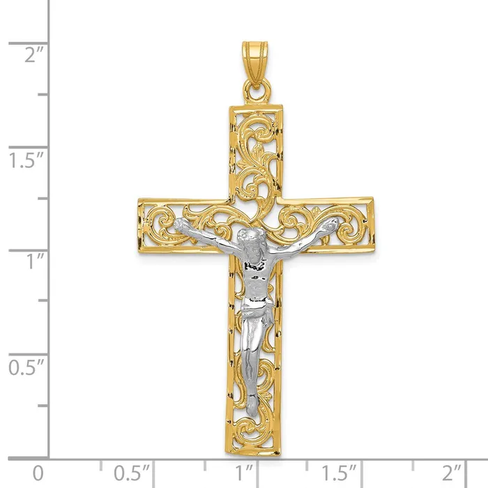 14K Twotone Diamondcut Crucifix Pendant TreasureFineJewelers Rings