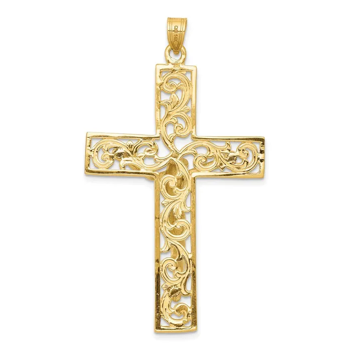 14K Twotone Diamondcut Crucifix Pendant TreasureFineJewelers Rings