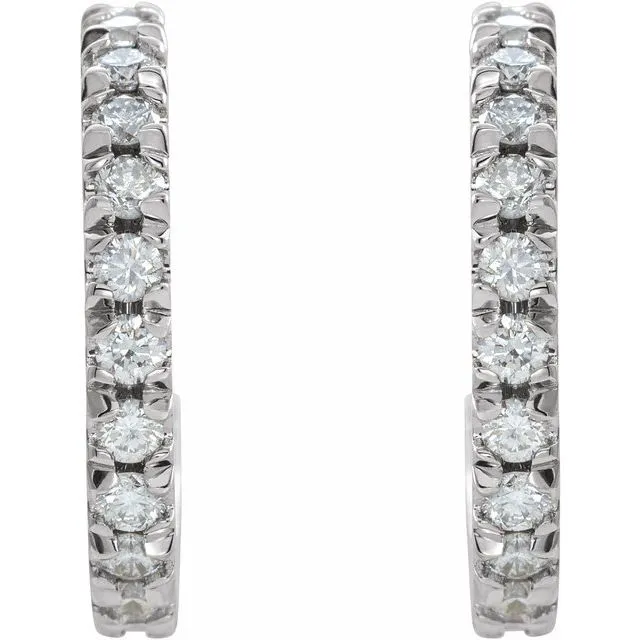 14K White 58 CTW Diamond FrenchSet 15 mm Hoop Earrings TreasureFineJewelers Earrings