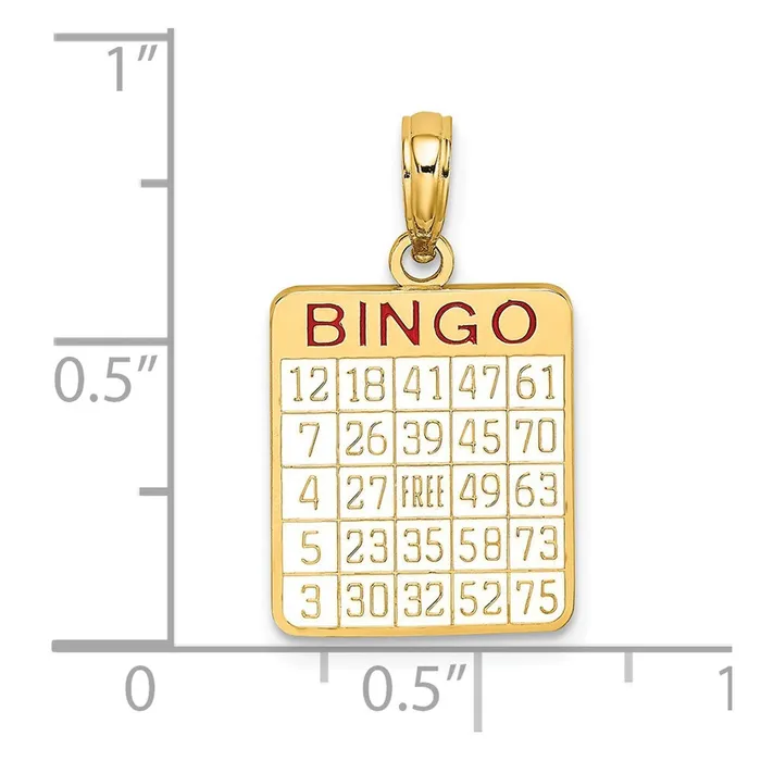14k Yellow Gold w Enamel Bingo Card Charm TreasureFineJewelers Charm Necklaces