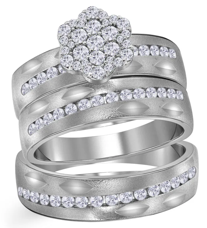 14kt white gold his hers round diamond matching bridal wedding ring band set 34 cttw113917 North Arrow Shop Rings 14kt white gold his hers round diamond matching bridal wedding ring band set 34 cttw113917 North Arrow Shop Rings