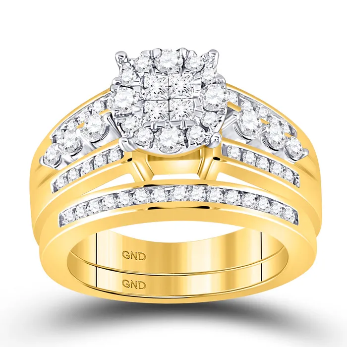 14kt yellow gold womens princess diamond bridal wedding engagement ring band set 1 18 cttw48574 North Arrow Shop Rings 14kt yellow gold womens princess diamond bridal wedding engagement ring band set 1 18 cttw48574 North Arrow Shop Rings