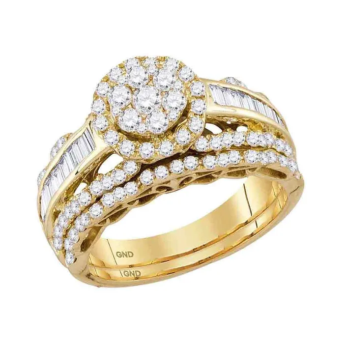 14kt yellow gold womens round diamond cluster bridal wedding engagement ring band set 1 12 cttw117473 North Arrow Shop Rings 14kt yellow gold womens round diamond cluster bridal wedding engagement ring band set 1 12 cttw117473 North Arrow Shop Rings