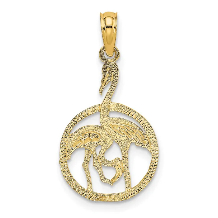 Charm Necklaces 14K Flamingos In Circle Charm TreasureFineJewelers