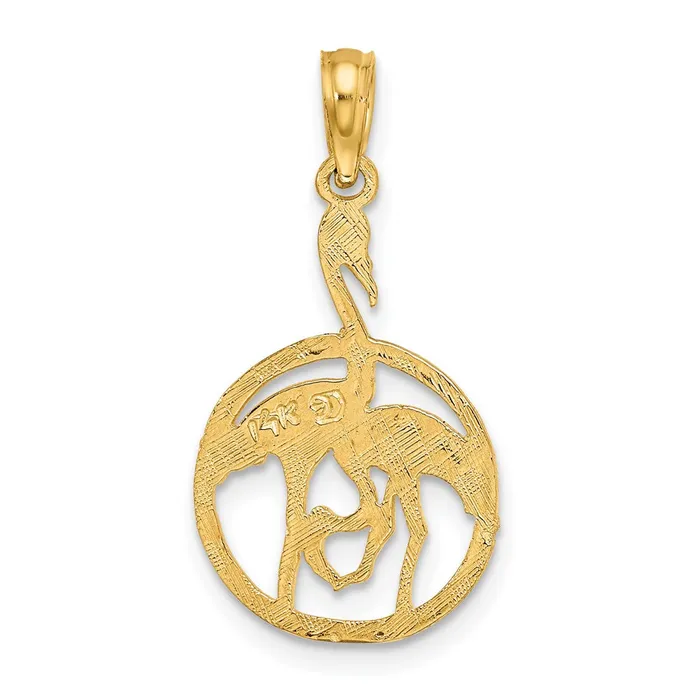 Charm Necklaces 14K Flamingos In Circle Charm TreasureFineJewelers