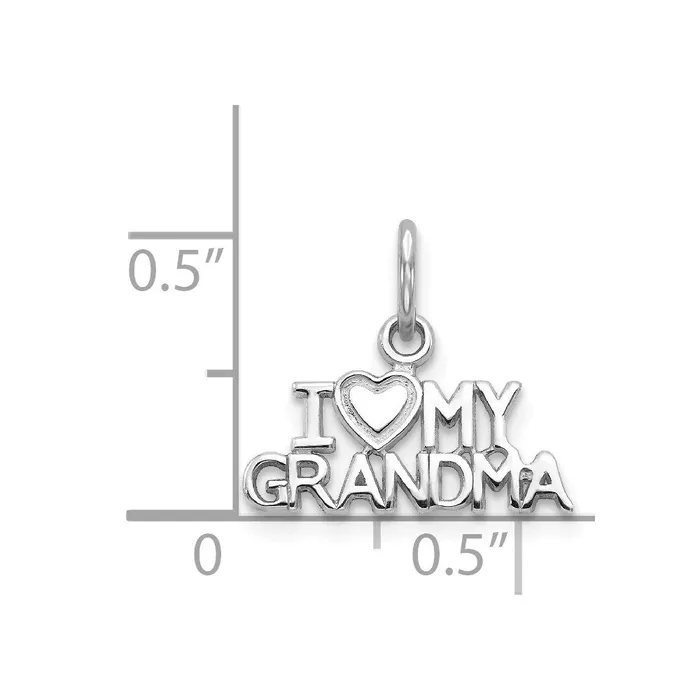 Charm Necklaces 14k White Gold I HEART MY GRANDMA Charm TreasureFineJewelers