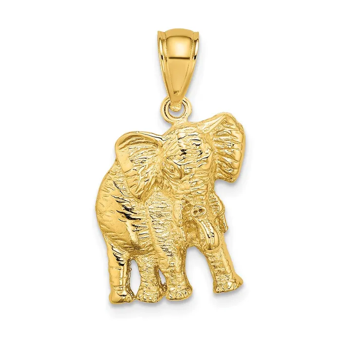 Charm Necklaces TreasureFineJewelers 14K 2D Elephant w Raised Trunk Charm Charm Necklaces TreasureFineJewelers 14K 2D Elephant w Raised Trunk Charm