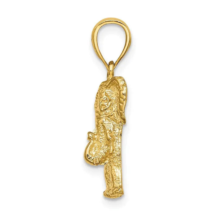 Charm Necklaces TreasureFineJewelers 14K 2D Elephant w Raised Trunk Charm