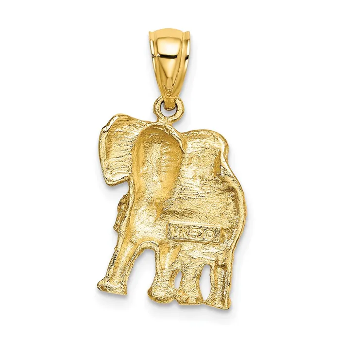 Charm Necklaces TreasureFineJewelers 14K 2D Elephant w Raised Trunk Charm