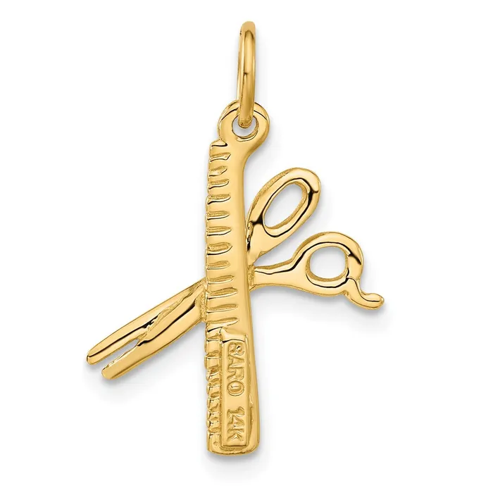 Charm Necklaces TreasureFineJewelers 14k Comb and Scissors Charm