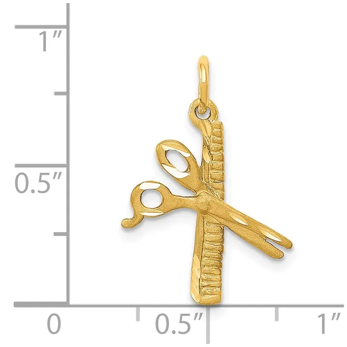 Charm Necklaces TreasureFineJewelers 14k Comb and Scissors Charm