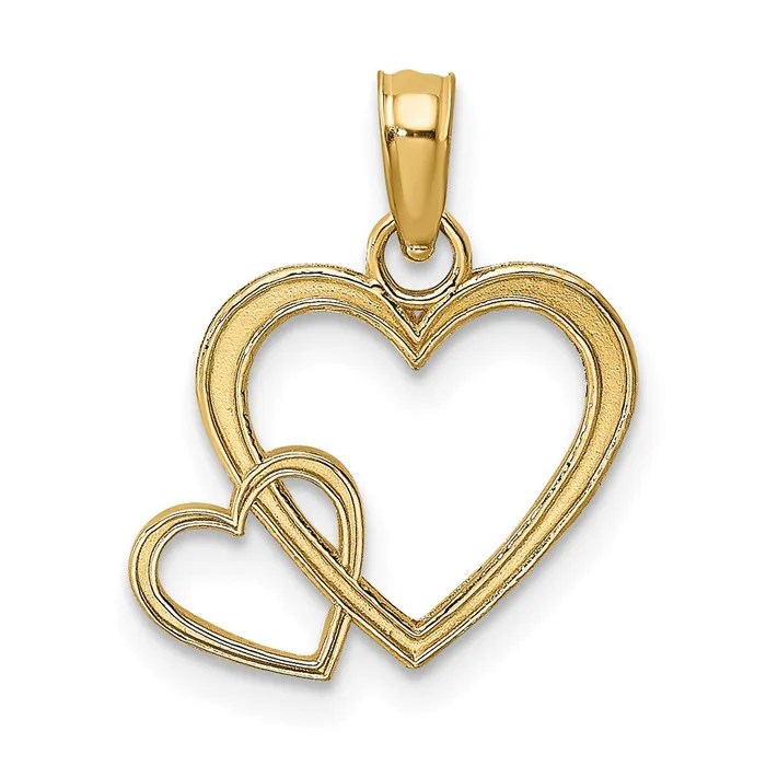 Charm Necklaces TreasureFineJewelers 14K Flat Two Hearts Intertwined Charm Charm Necklaces TreasureFineJewelers 14K Flat Two Hearts Intertwined Charm