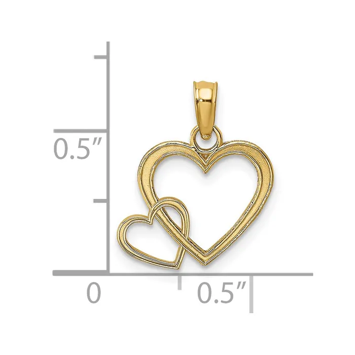 Charm Necklaces TreasureFineJewelers 14K Flat Two Hearts Intertwined Charm