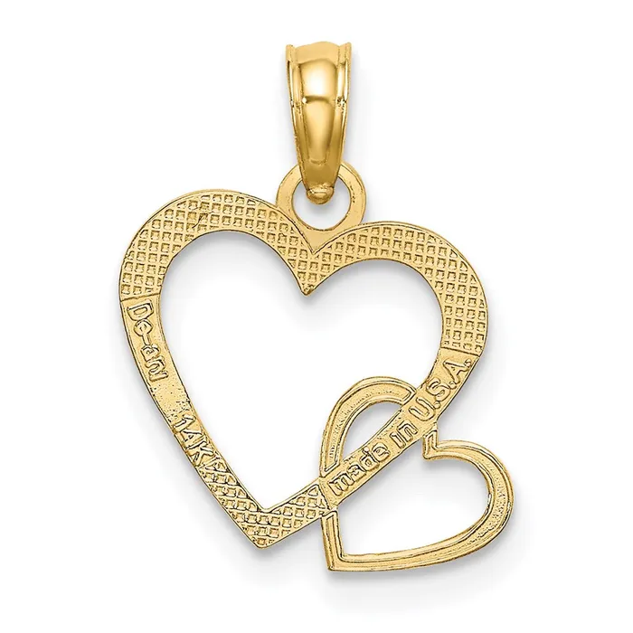 Charm Necklaces TreasureFineJewelers 14K Flat Two Hearts Intertwined Charm
