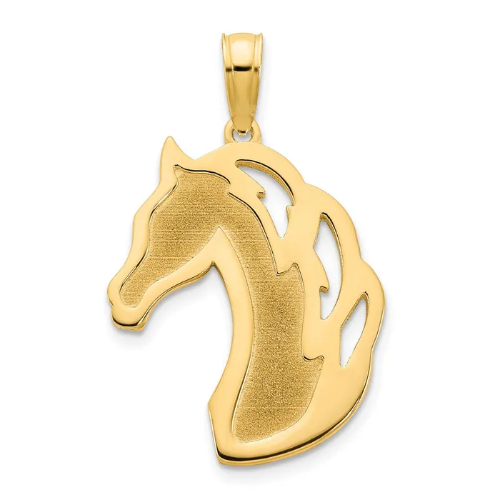 Charm Necklaces TreasureFineJewelers 14k Sandblasted Horse Head Charm