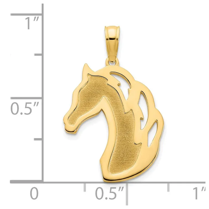 Charm Necklaces TreasureFineJewelers 14k Sandblasted Horse Head Charm