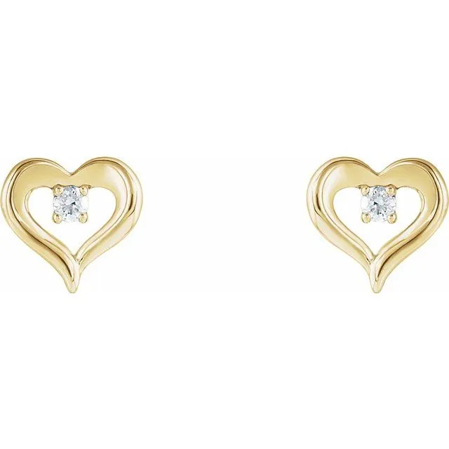 Earrings 14K Yellow 110 CTW Diamond Heart Stud Earrings TreasureFineJewelers