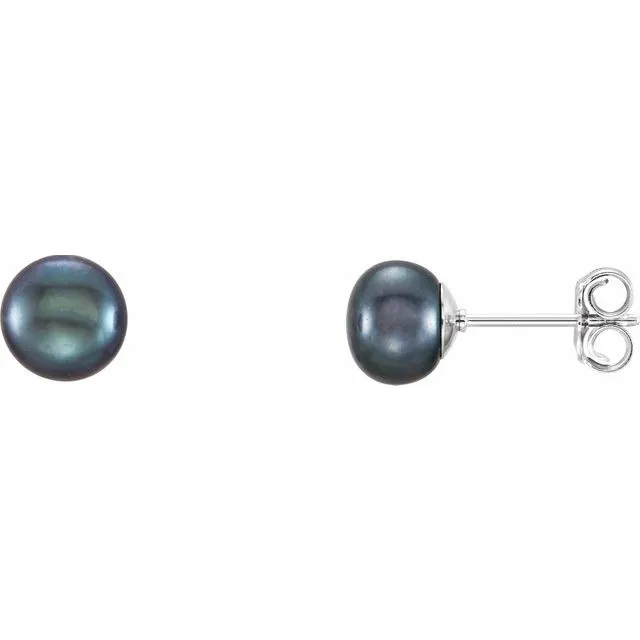 Earrings Sterling Silver 67 mm Black Freshwater Cultured Pearl Earrings TreasureFineJewelers