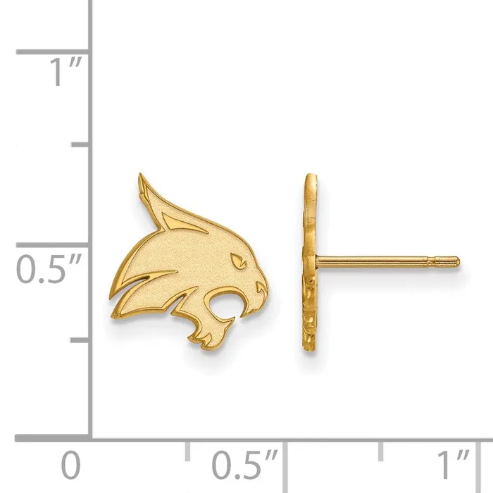 Earrings TreasureFineJewelers 14k Gold Texas State University Bobcat Small Post Earrings