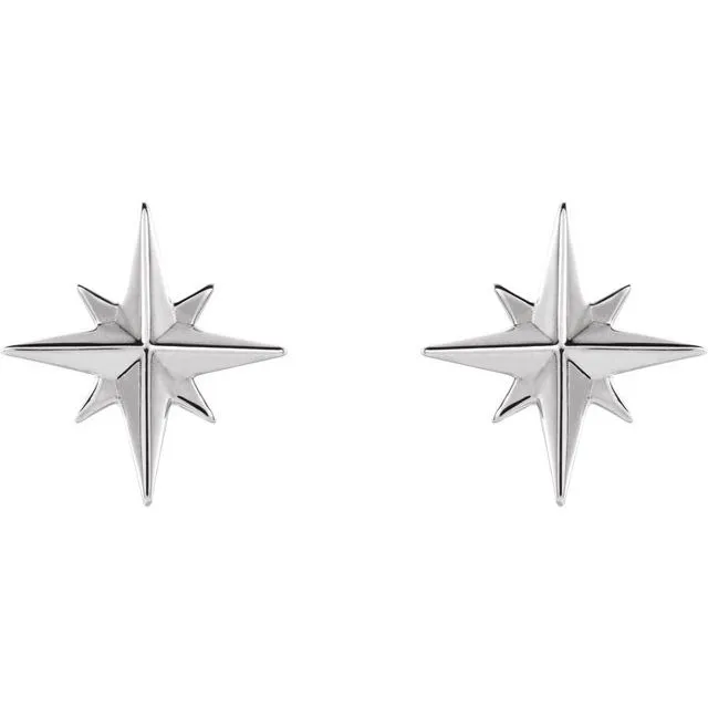 Earrings TreasureFineJewelers 14K White Gold Star Earrings